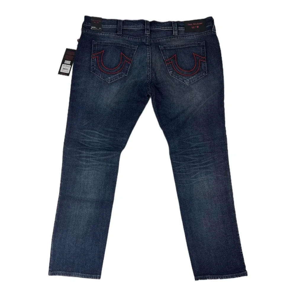 NWT True Religion/Man U Rocco Relaxed Skinny Blue Indigo Jeans Mens Size‎ 44X32